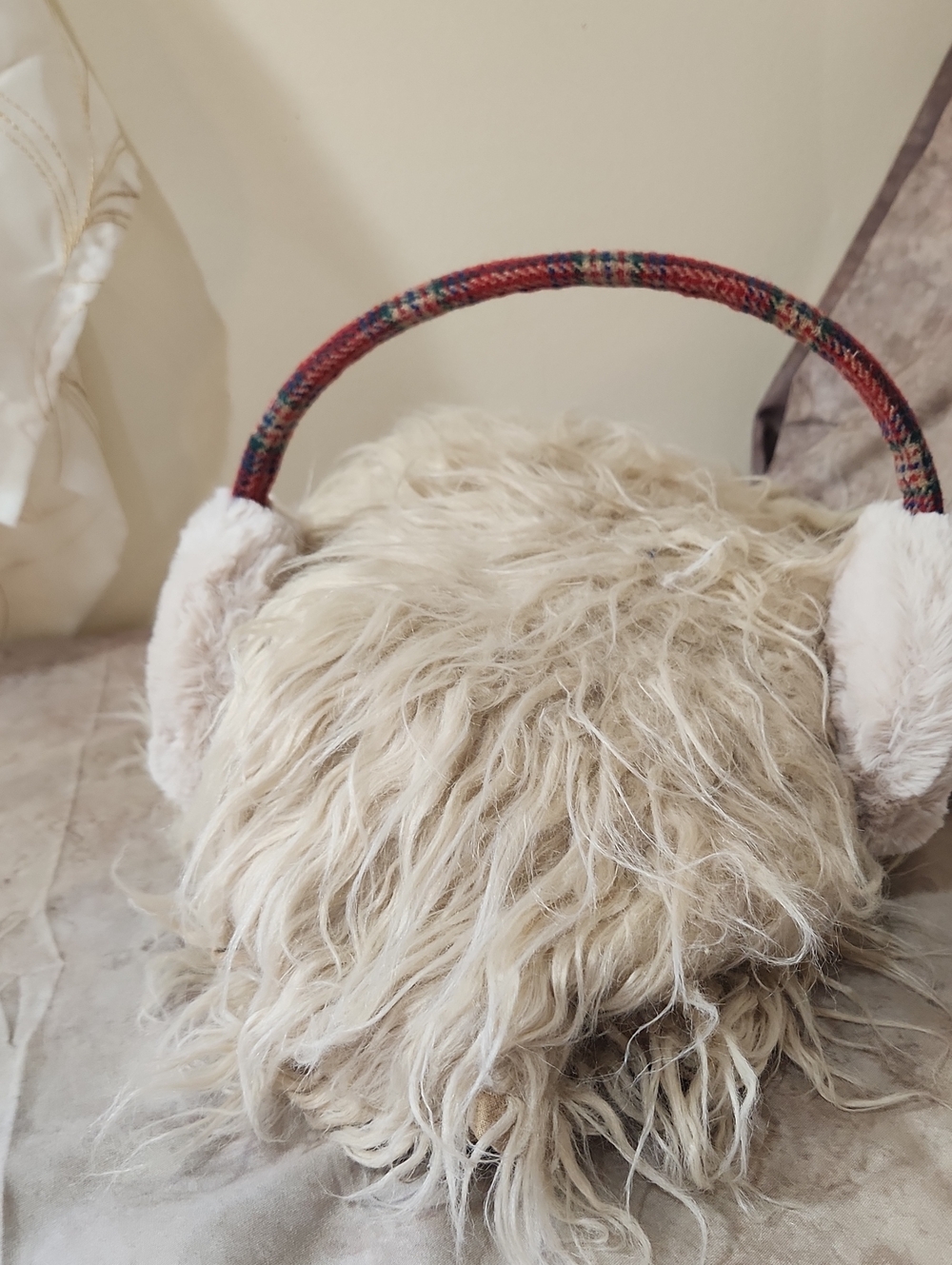 CC Boutique Red Plaid Faux Fur Ear Muffs